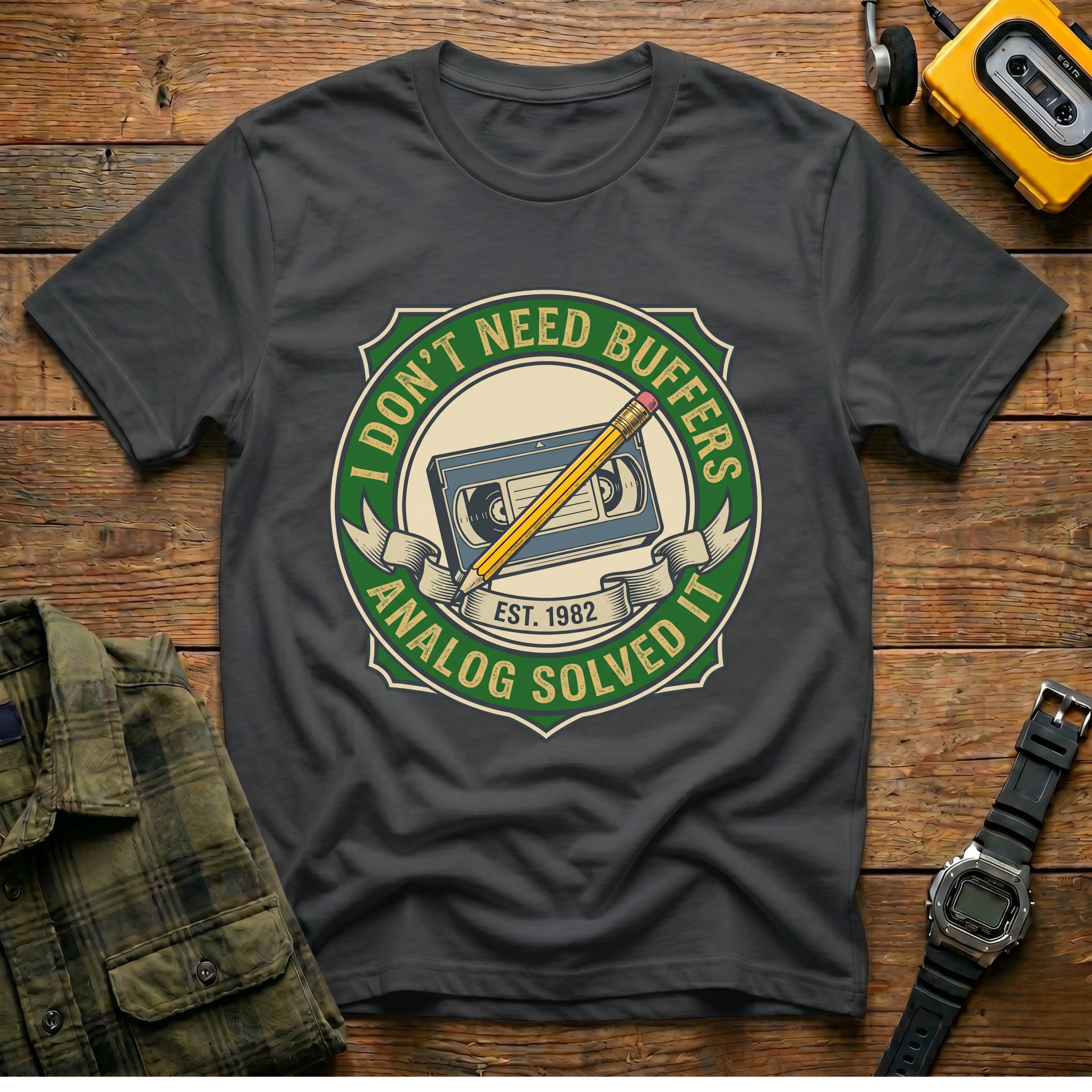 I Don't Need Buffers.  Analog Solved It   Badge T-Shirt