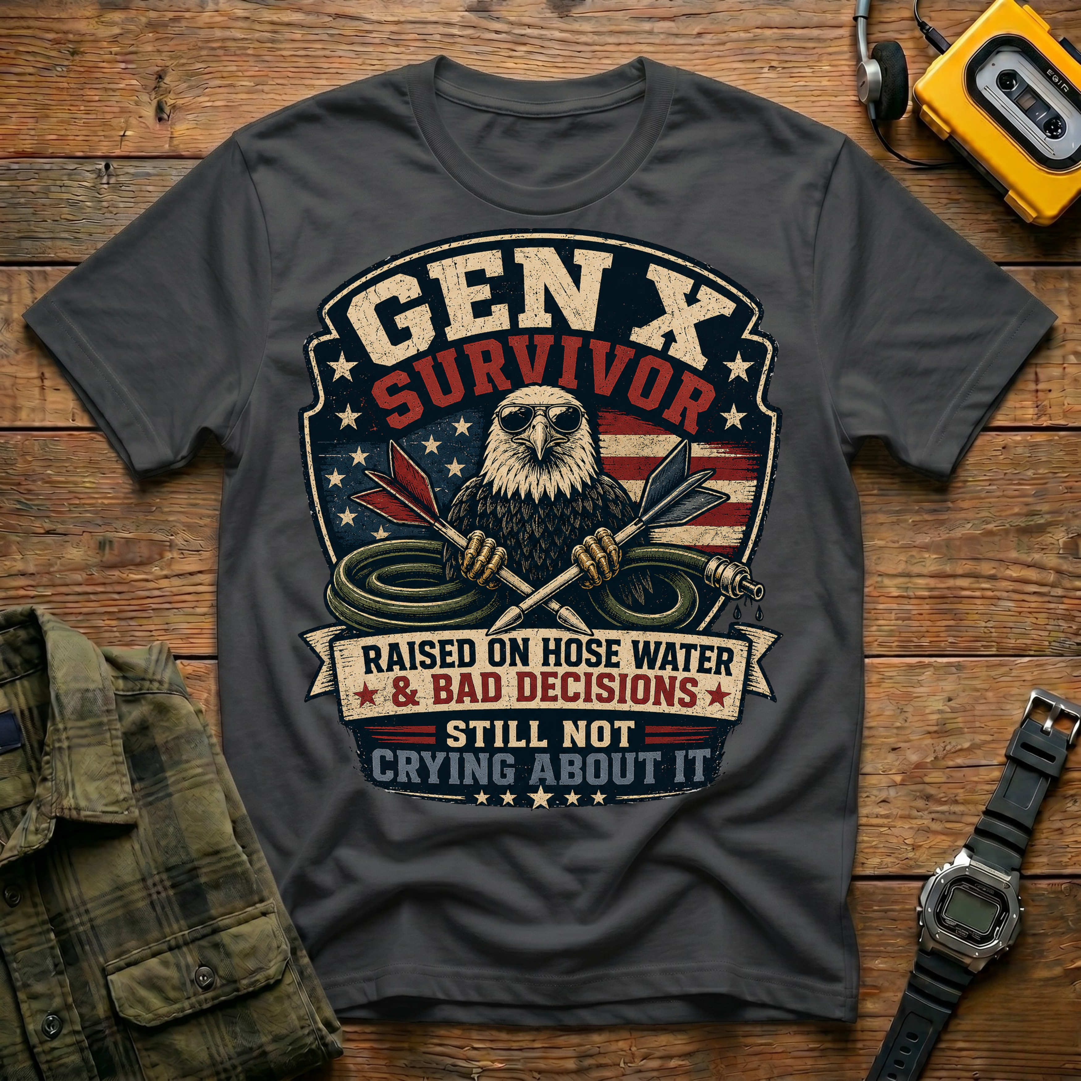 Raised On Hose Water and Bad Decisions Eagle T-Shirt
