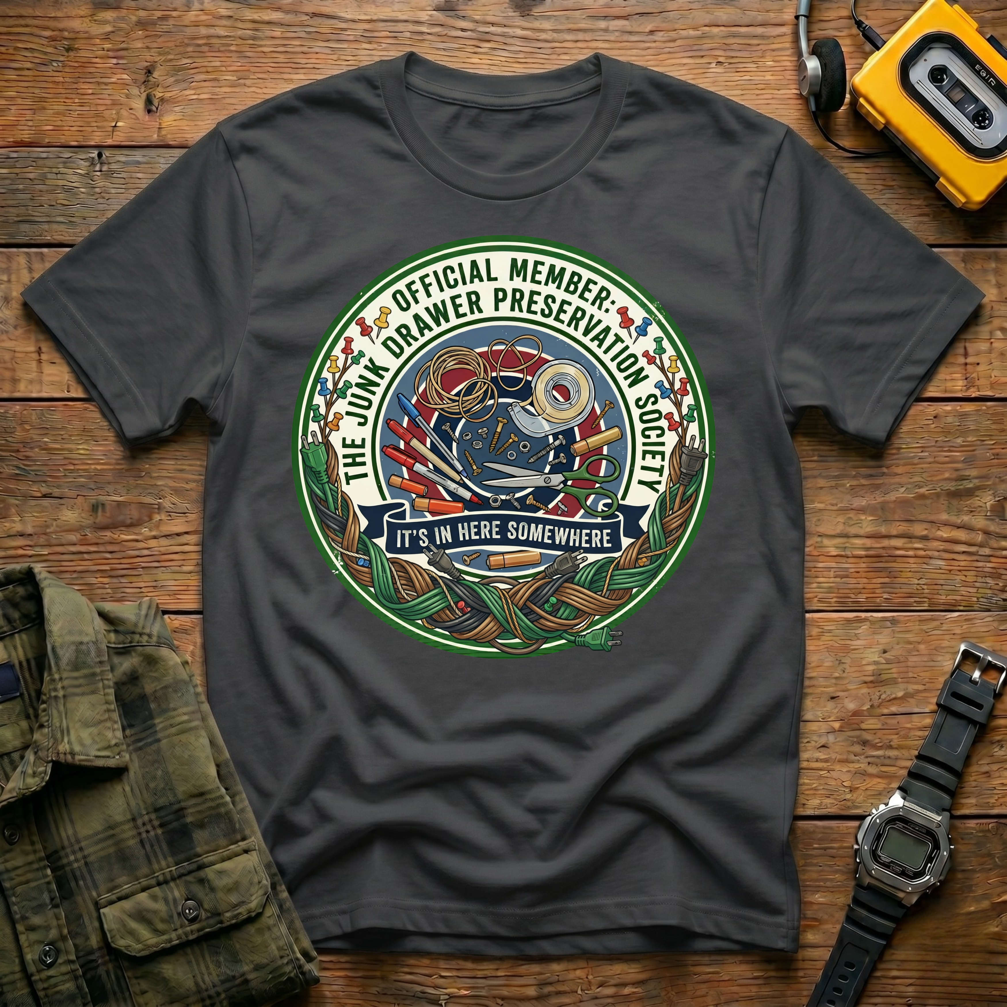 Junk Drawer Preservation Society Logo T-Shirt