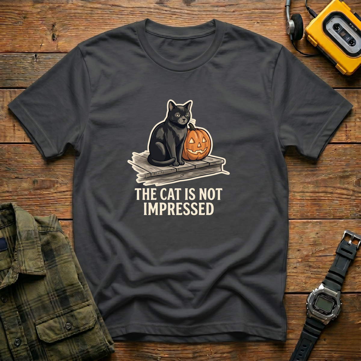 Cat Pumpkin Unimpressed T-Shirt