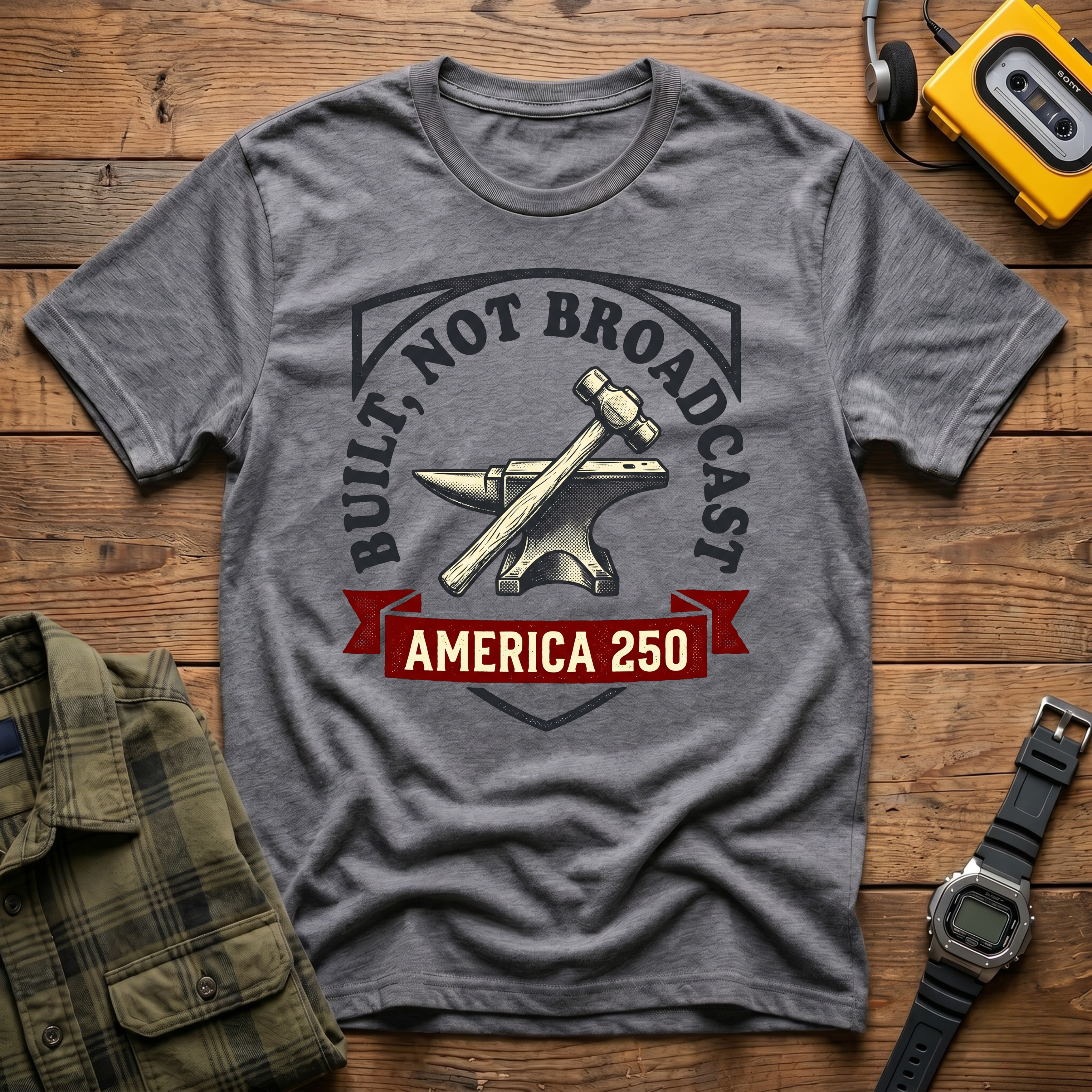 Built Not Broadcast Anvil T-Shirt