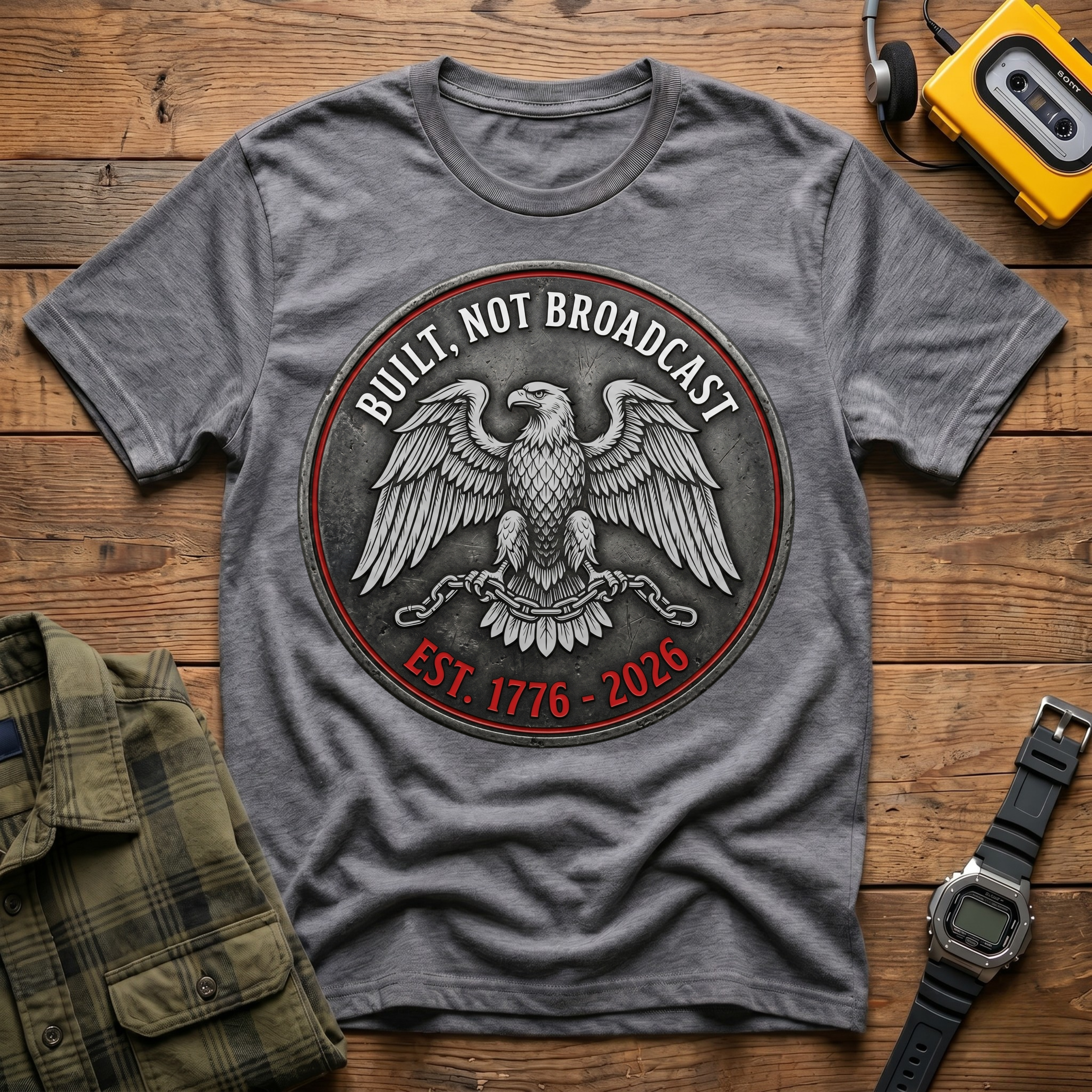 Built Not Broadcast Coin T-Shirt