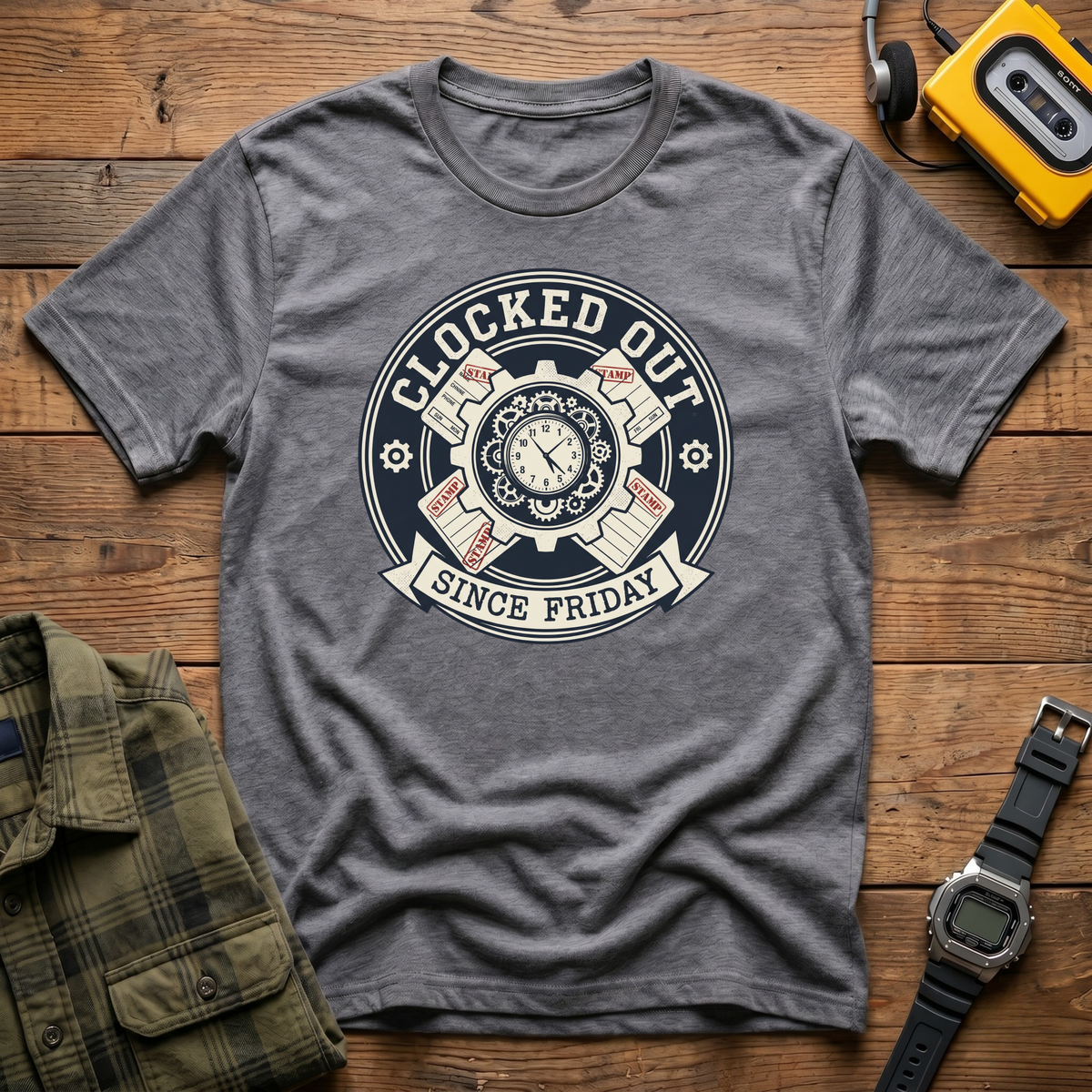 Clocked Out Badge T-Shirt