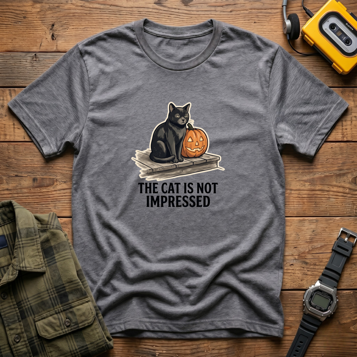Cat Pumpkin Unimpressed T-Shirt