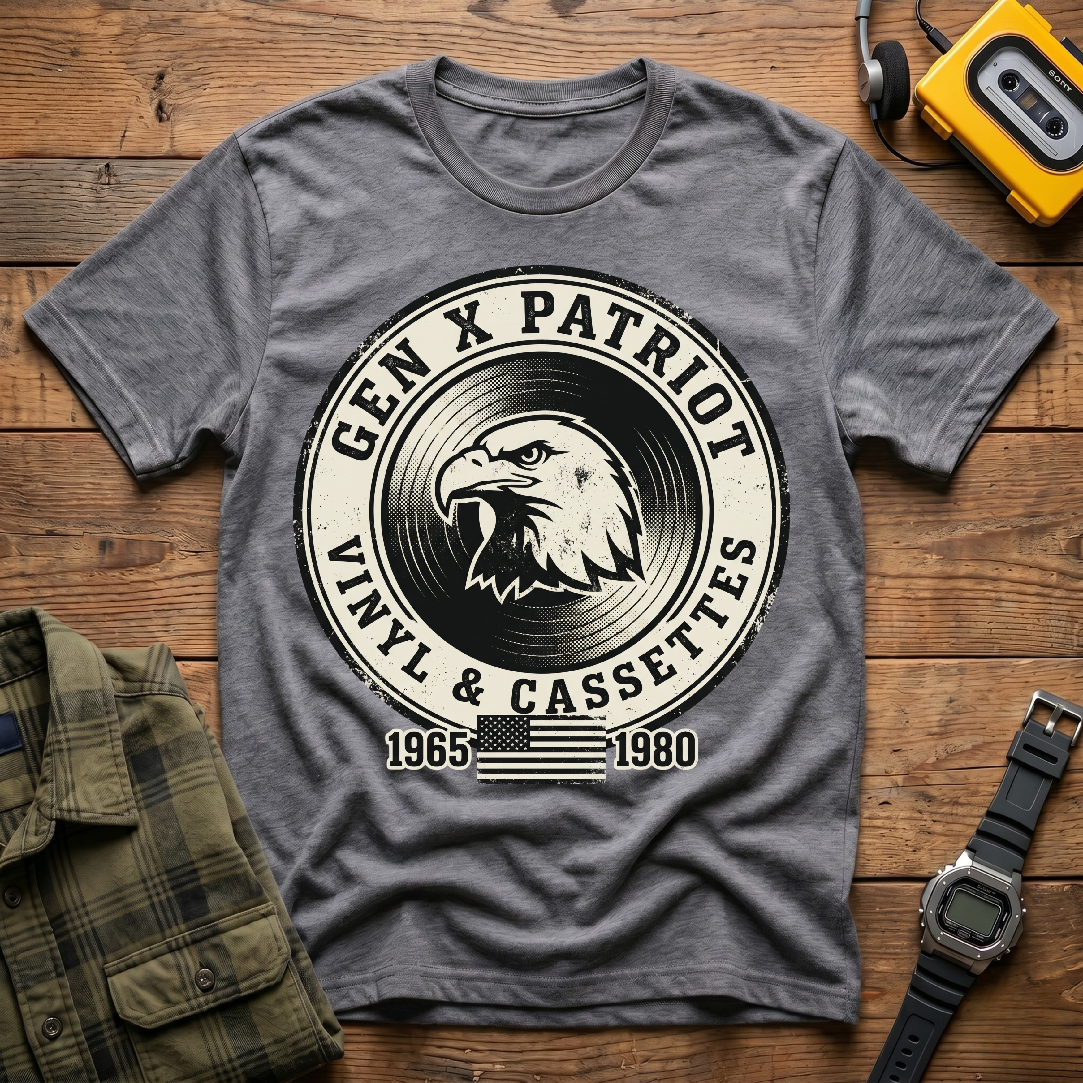 Gen X Patriot Vinyl and Cassette T-Shirt