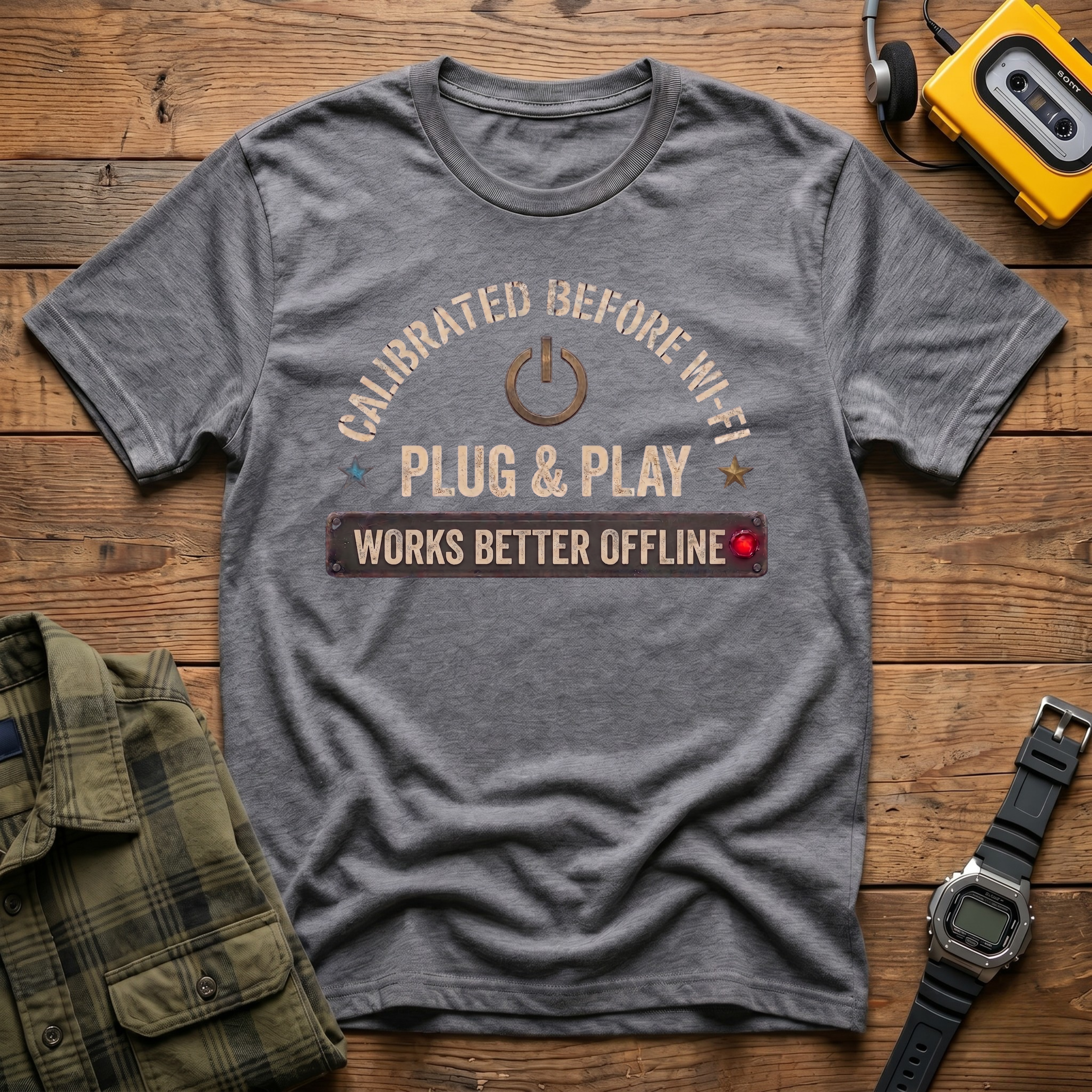 Calibrated Before Wifi Power Button T-Shirt