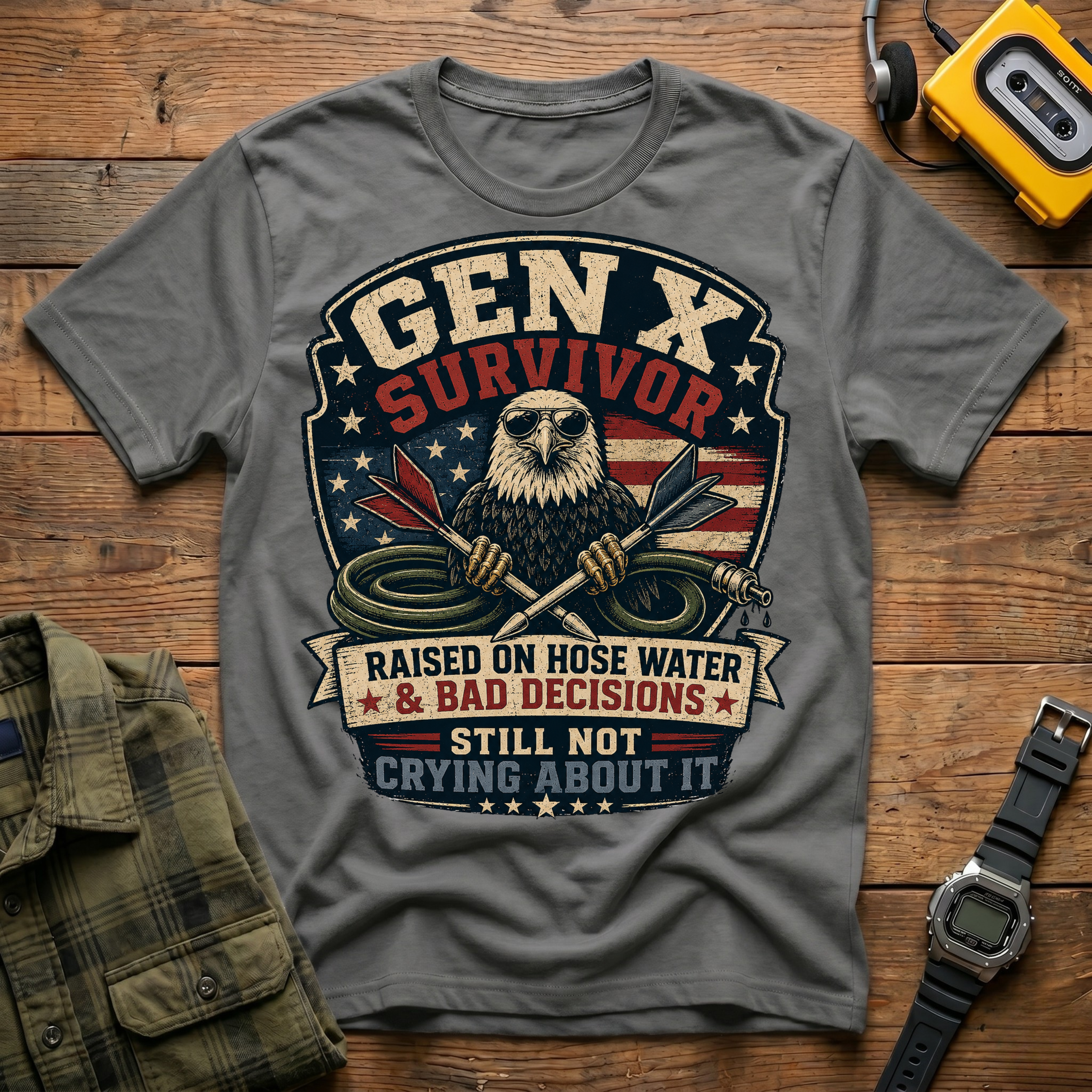 Raised On Hose Water and Bad Decisions Eagle T-Shirt