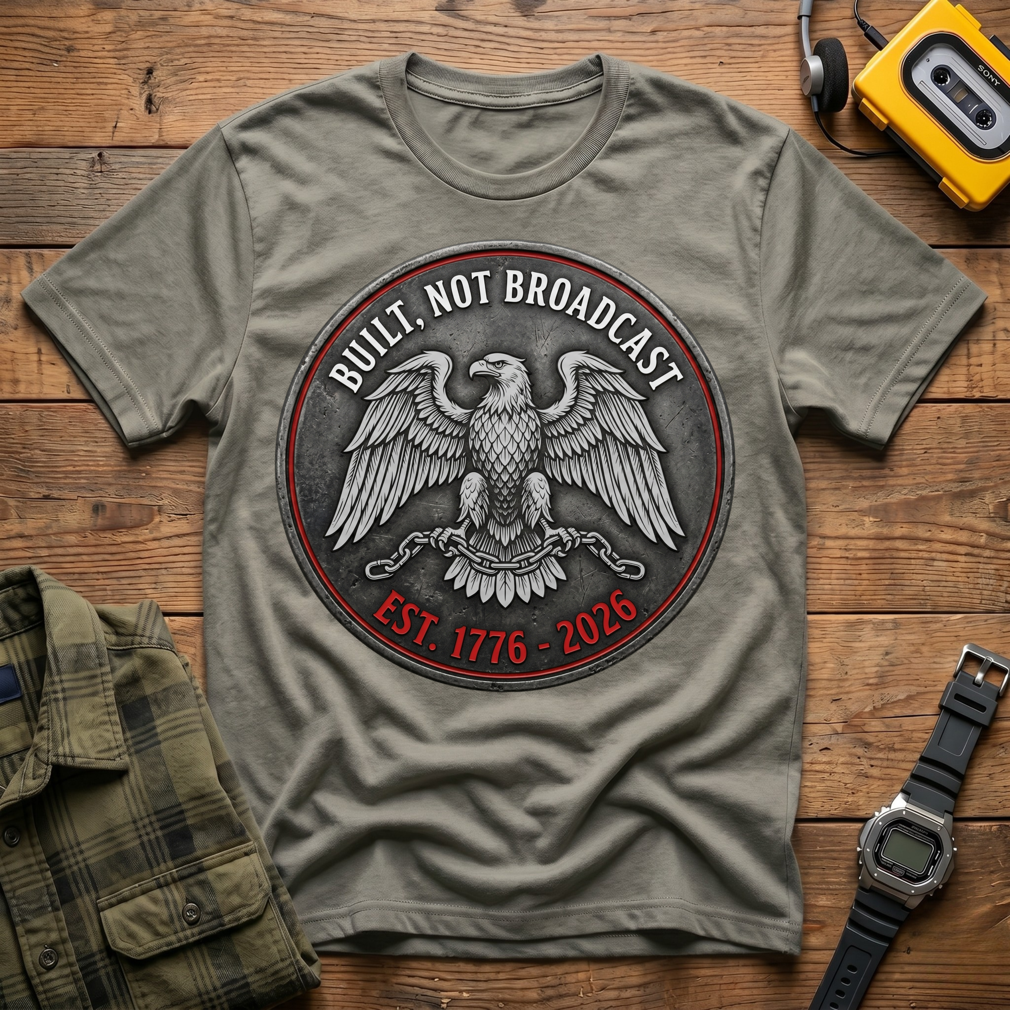 Built Not Broadcast Coin T-Shirt