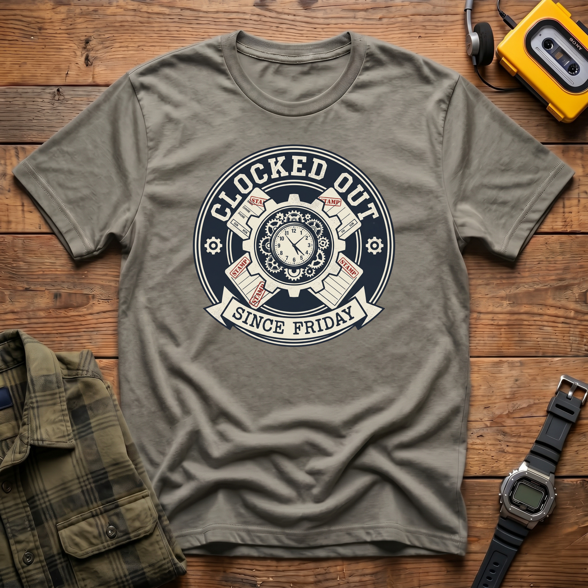 Clocked Out Badge T-Shirt
