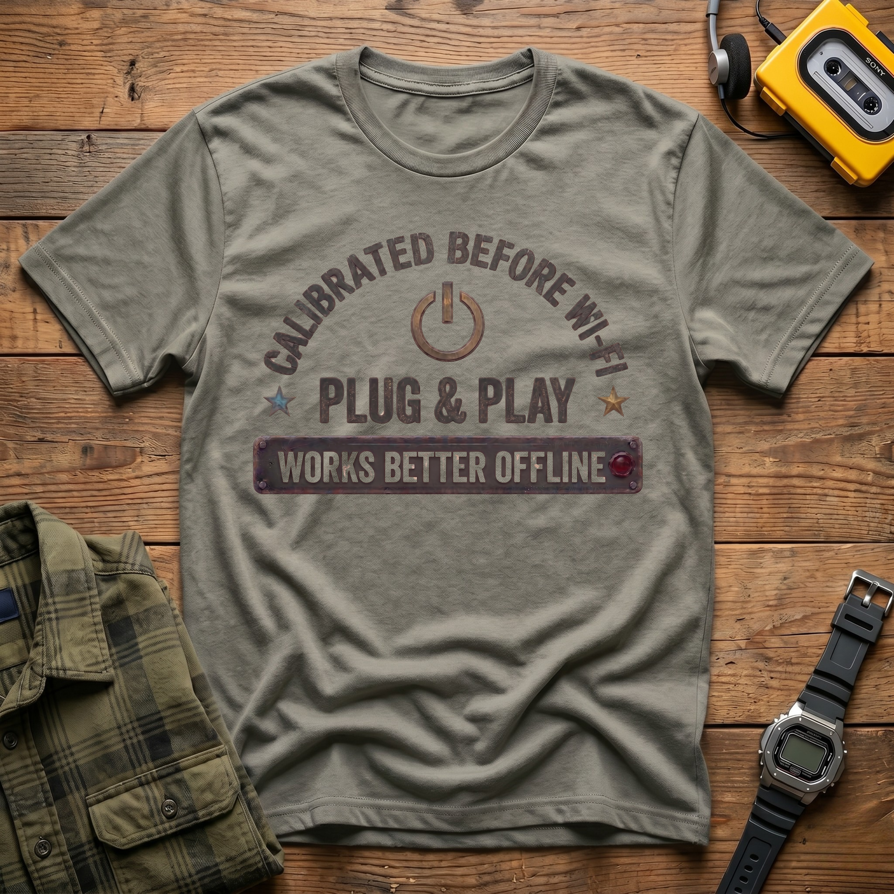 Calibrated Before Wifi Power Button T-Shirt