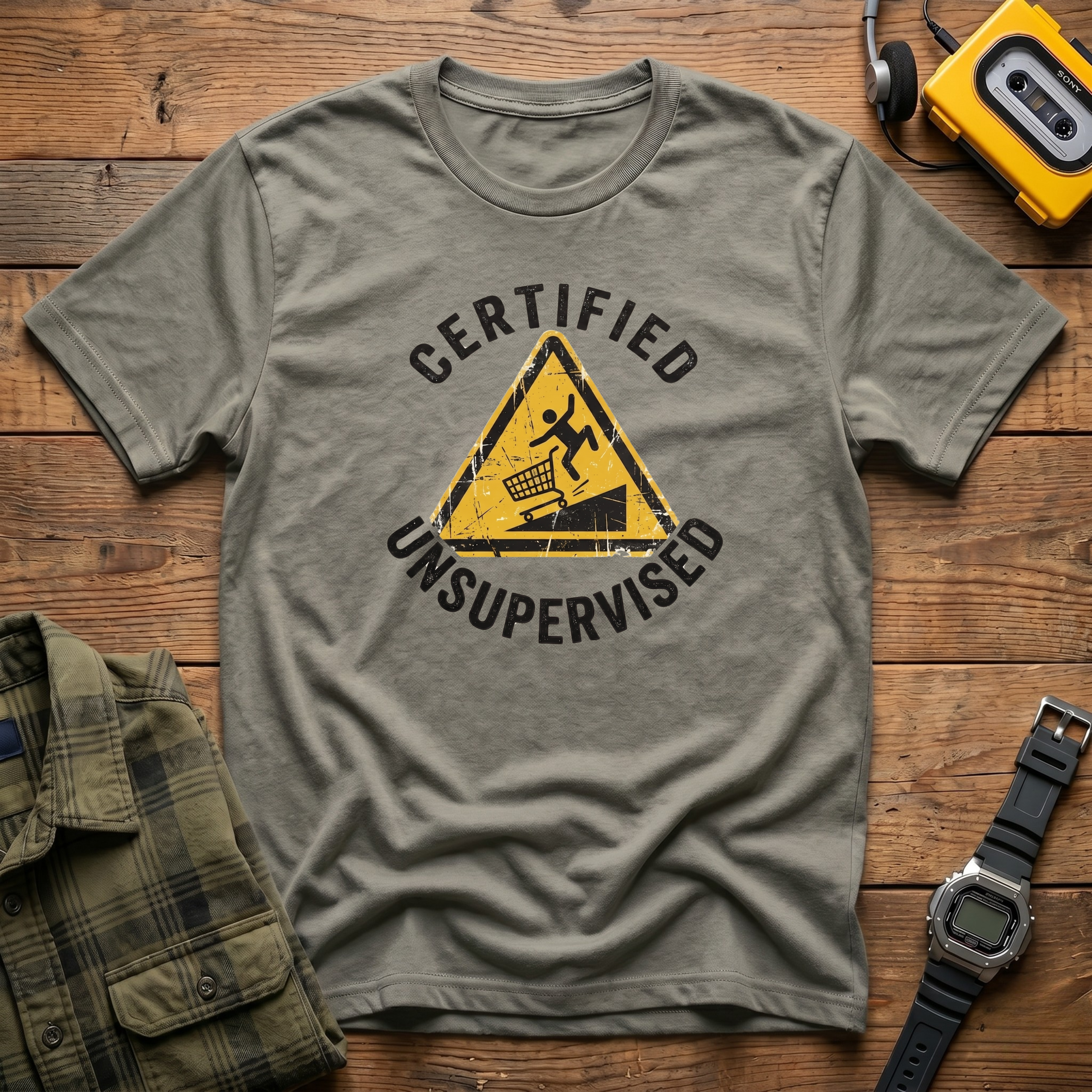 Certified Unsupervised Warning Sign T-Shirt
