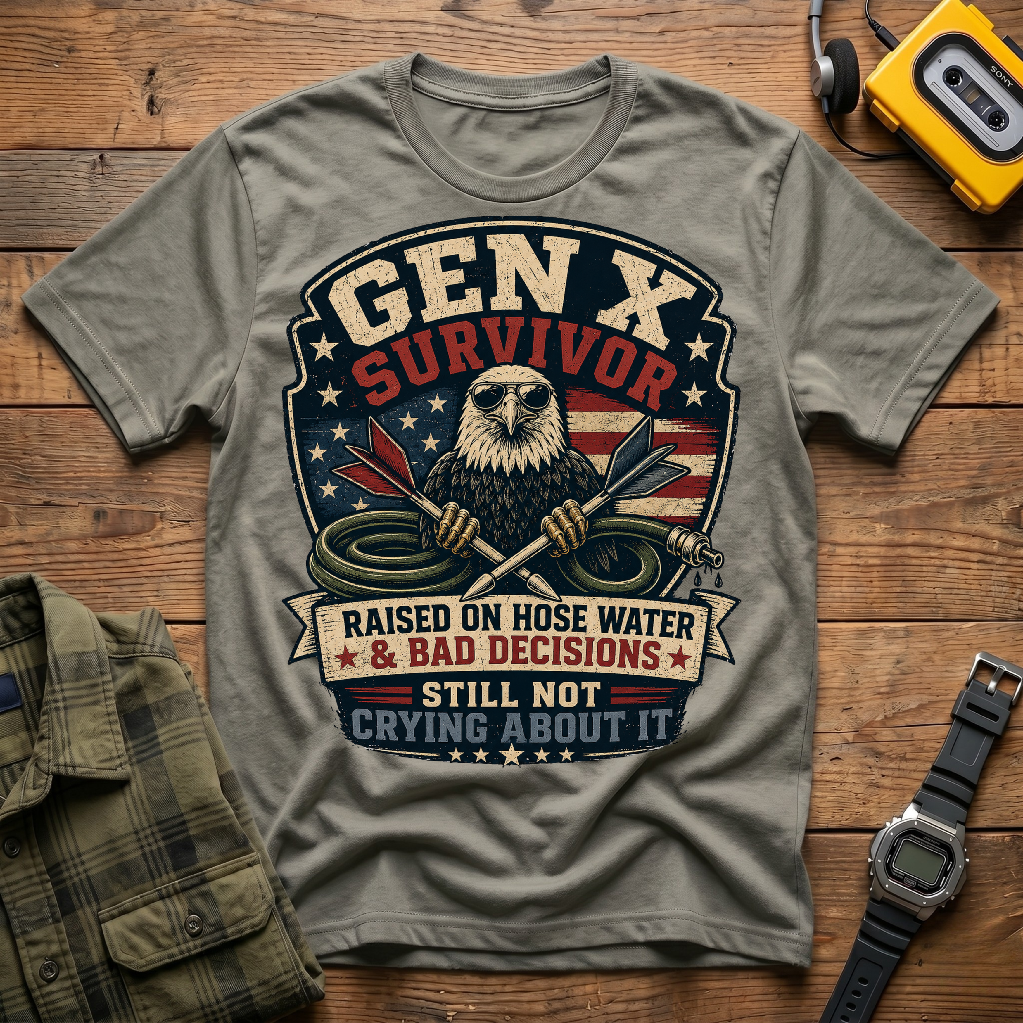 Raised On Hose Water and Bad Decisions Eagle T-Shirt