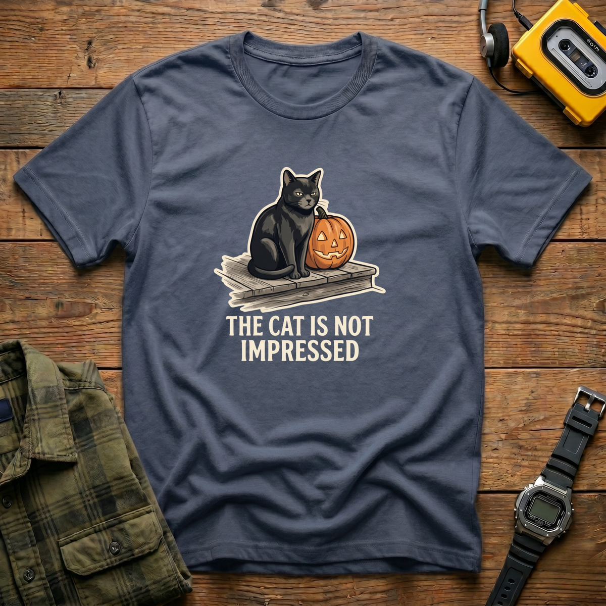 Cat Pumpkin Unimpressed T-Shirt