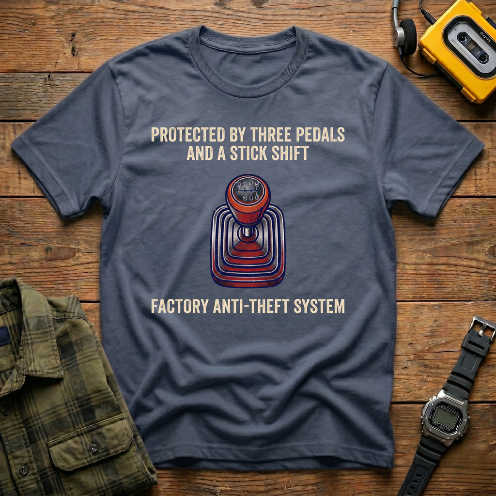 Three Pedals and a Stick Shift Factory Anti-Theft  T-Shirt