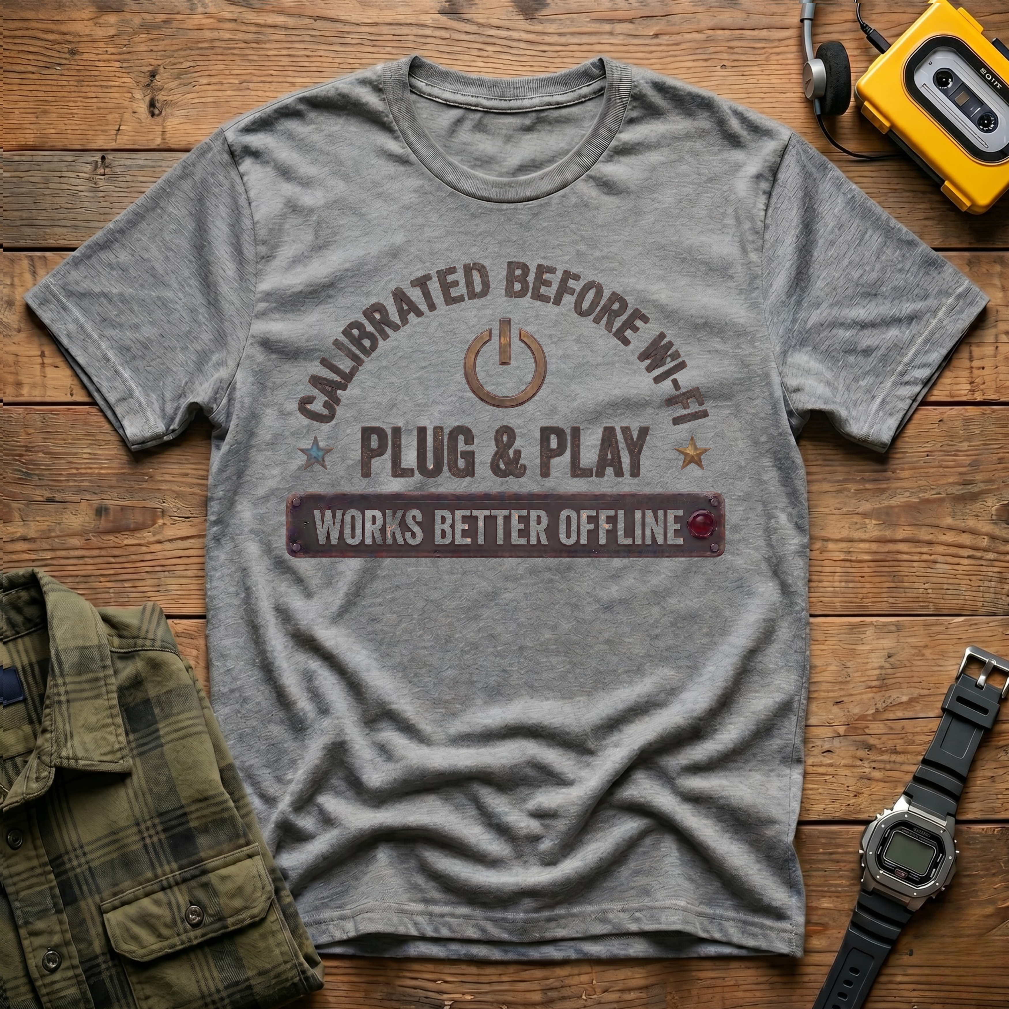 Calibrated Before Wifi Power Button T-Shirt