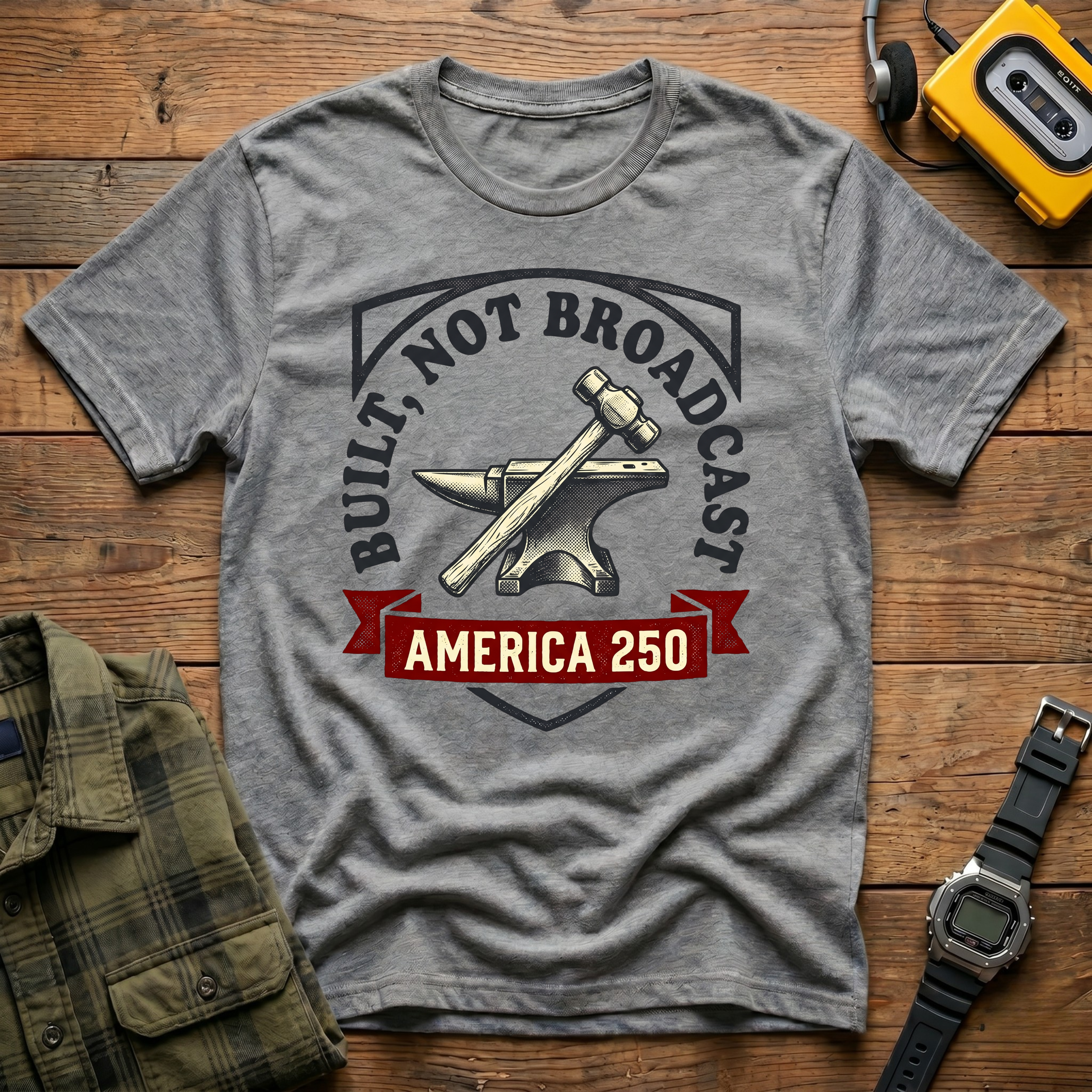 Built Not Broadcast Anvil T-Shirt