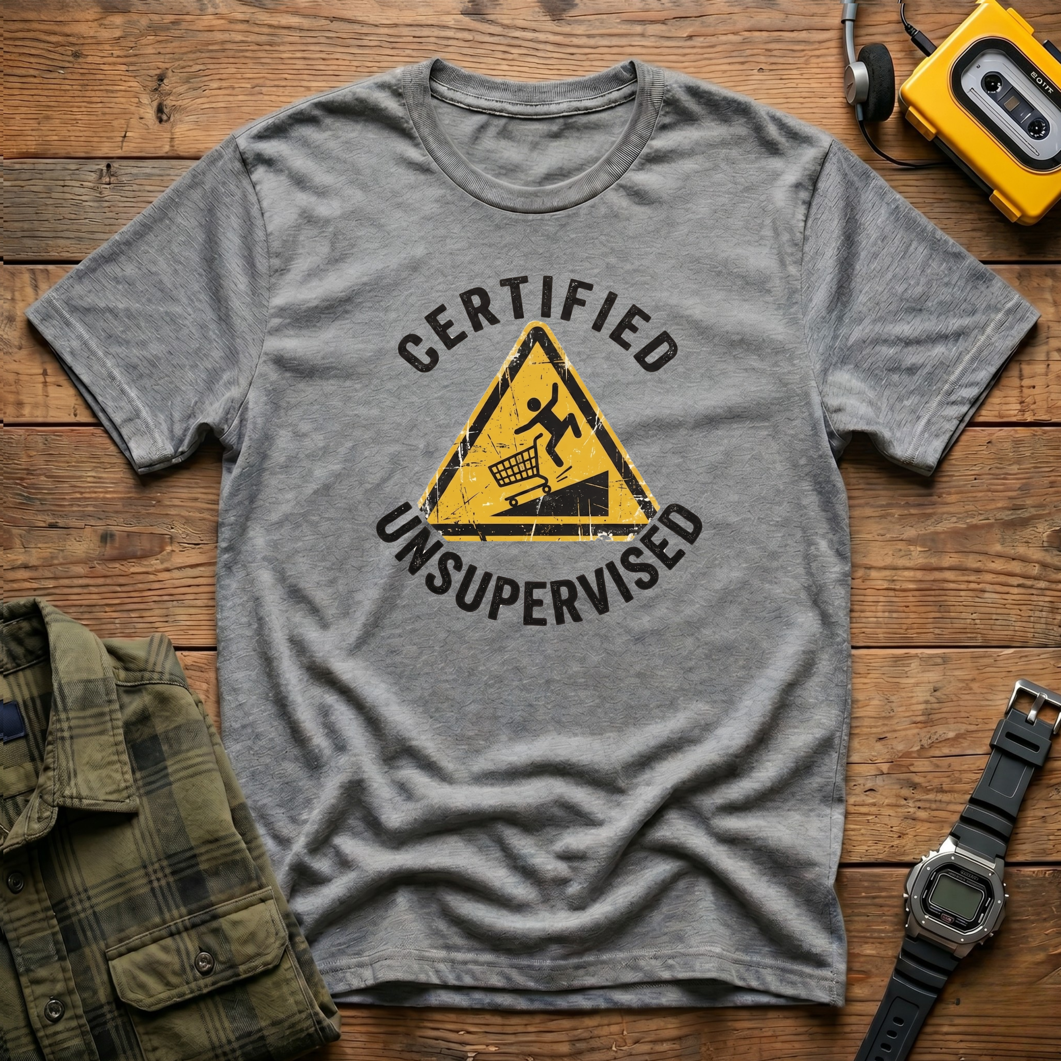 Certified Unsupervised Warning Sign T-Shirt