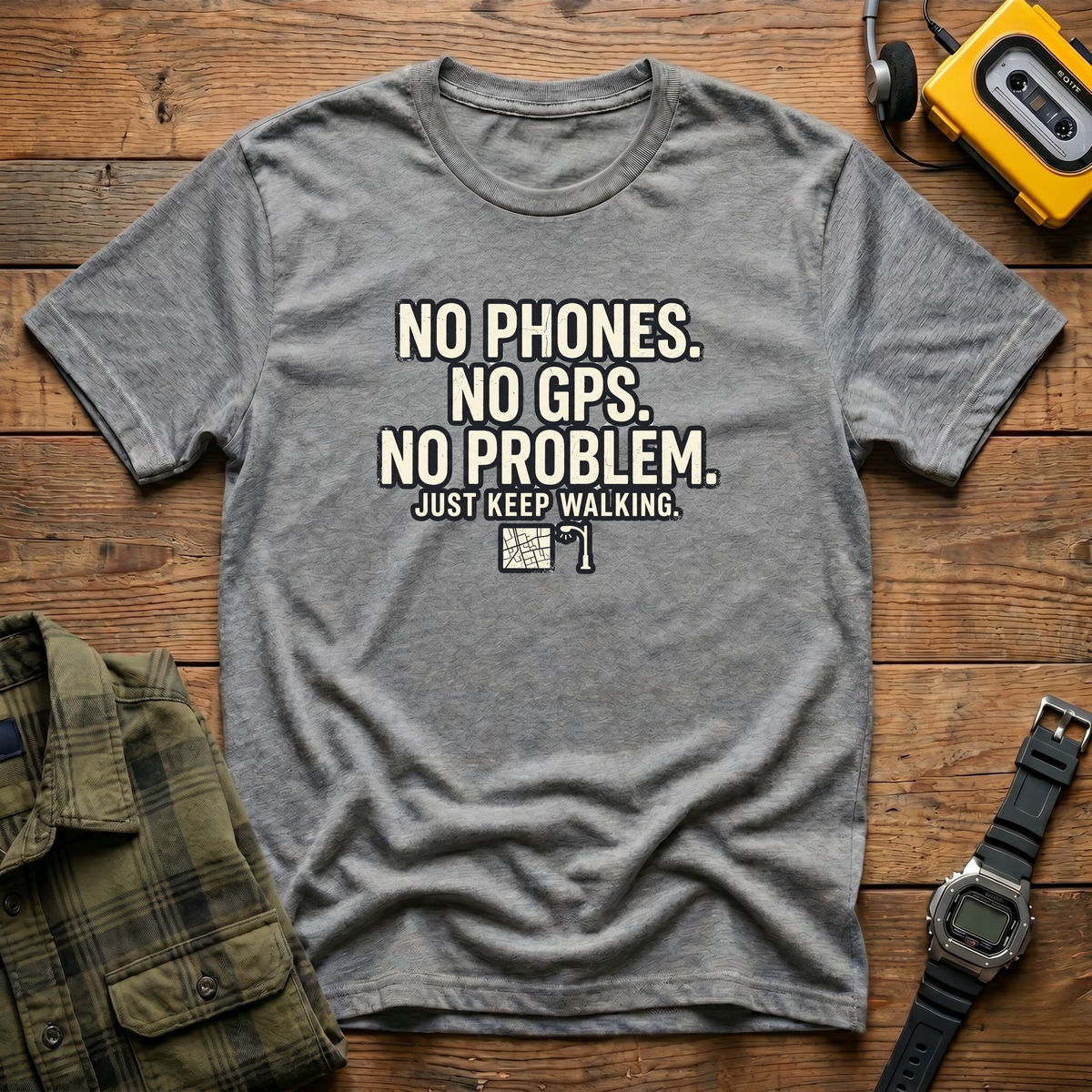 No Phones Map T-Shirt