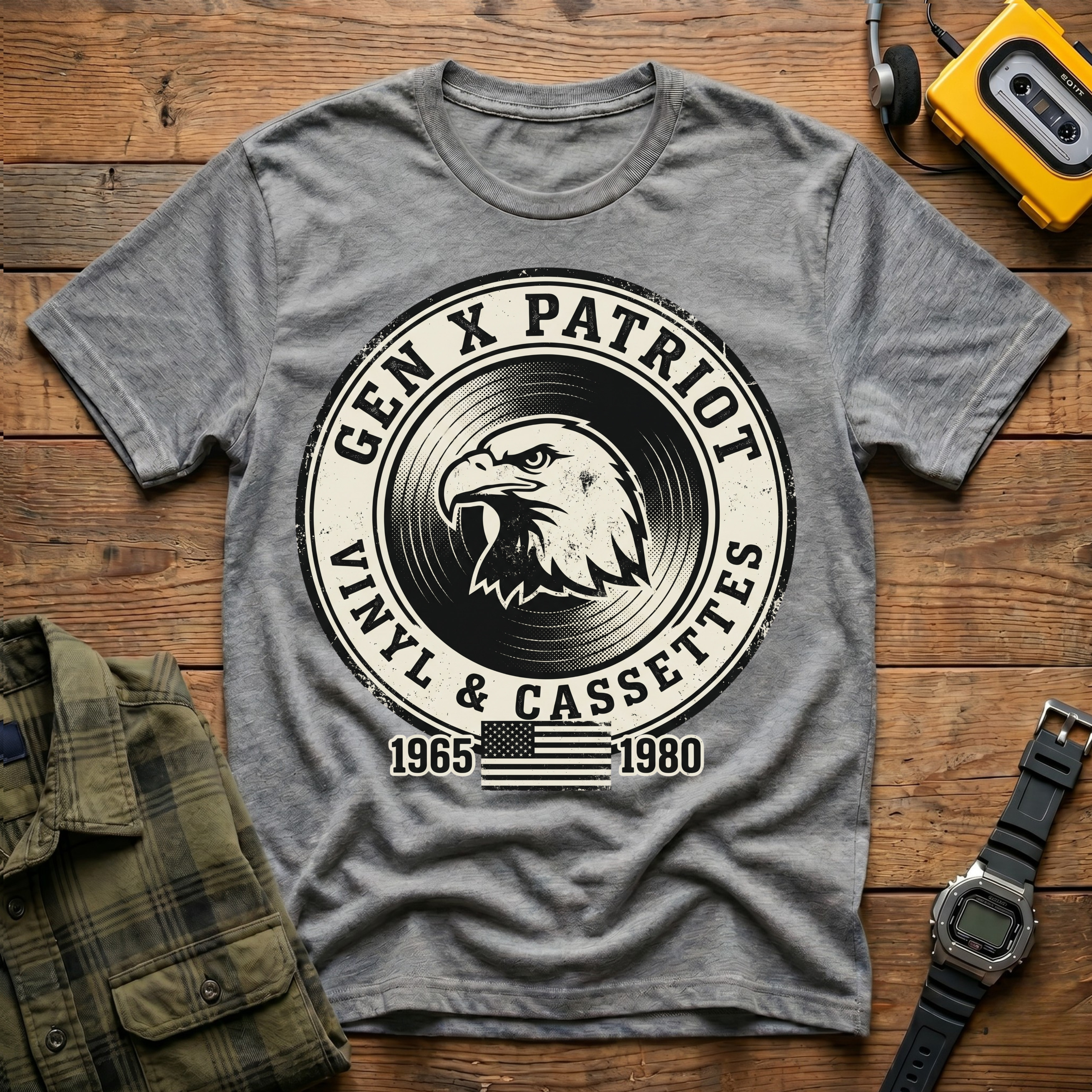 Gen X Patriot Vinyl and Cassette T-Shirt