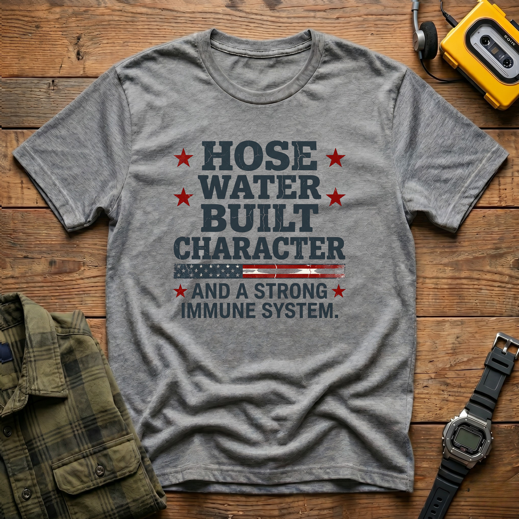 Hose Water Built Character and Strong Immune Flag T-Shirt