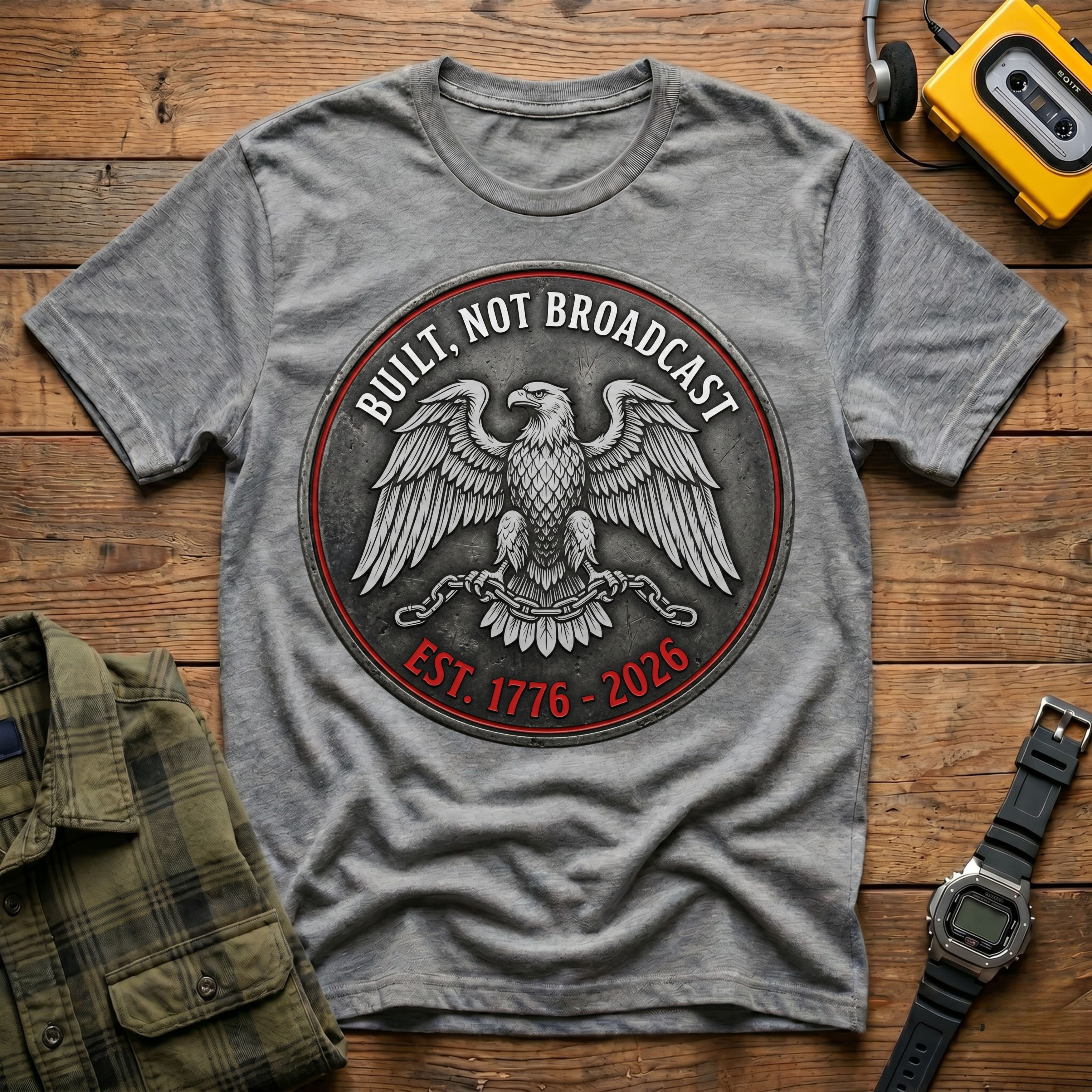 Built Not Broadcast Coin T-Shirt