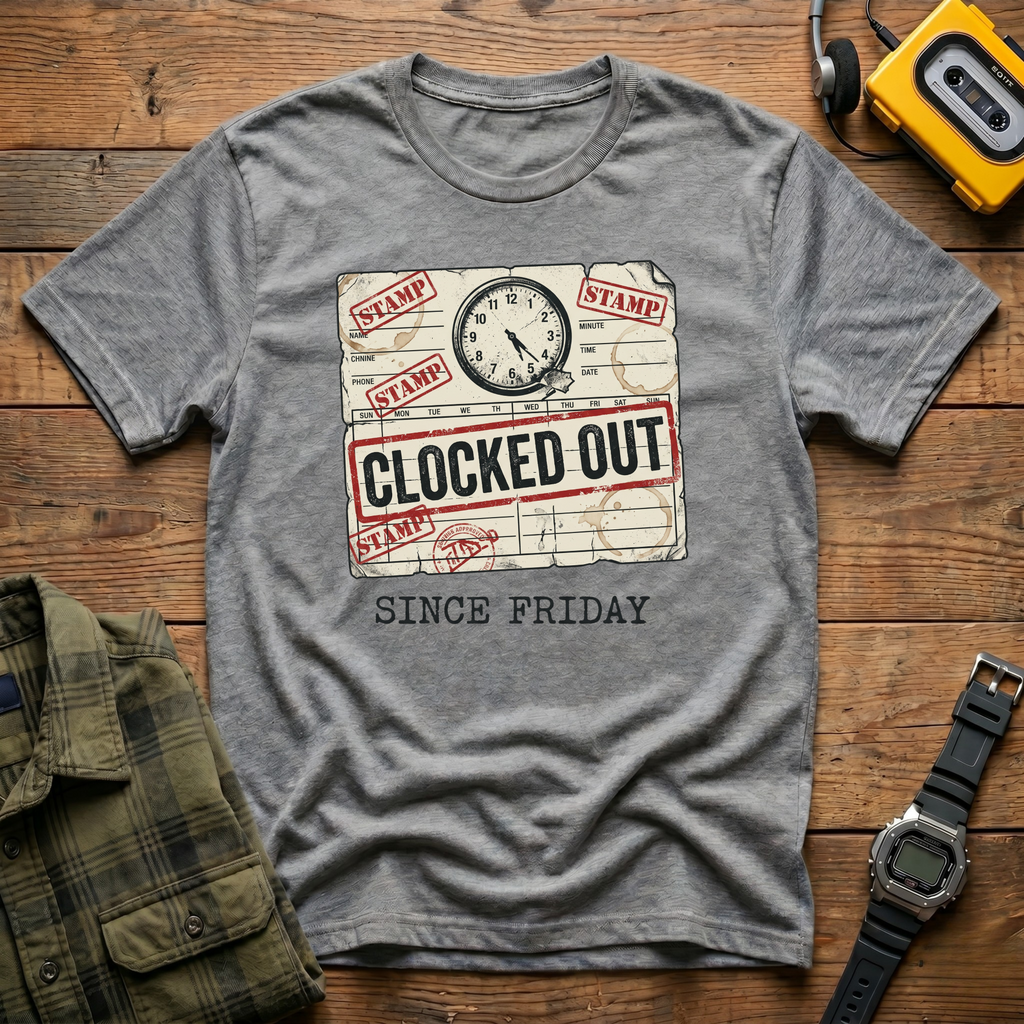 Clocked Out Stamp  T-Shirt