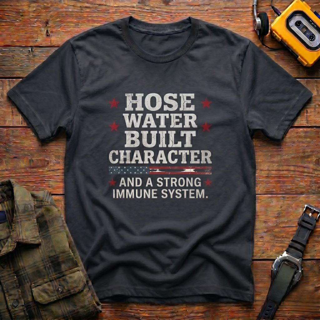 Hose Water Built Character and Strong Immune Flag T-Shirt