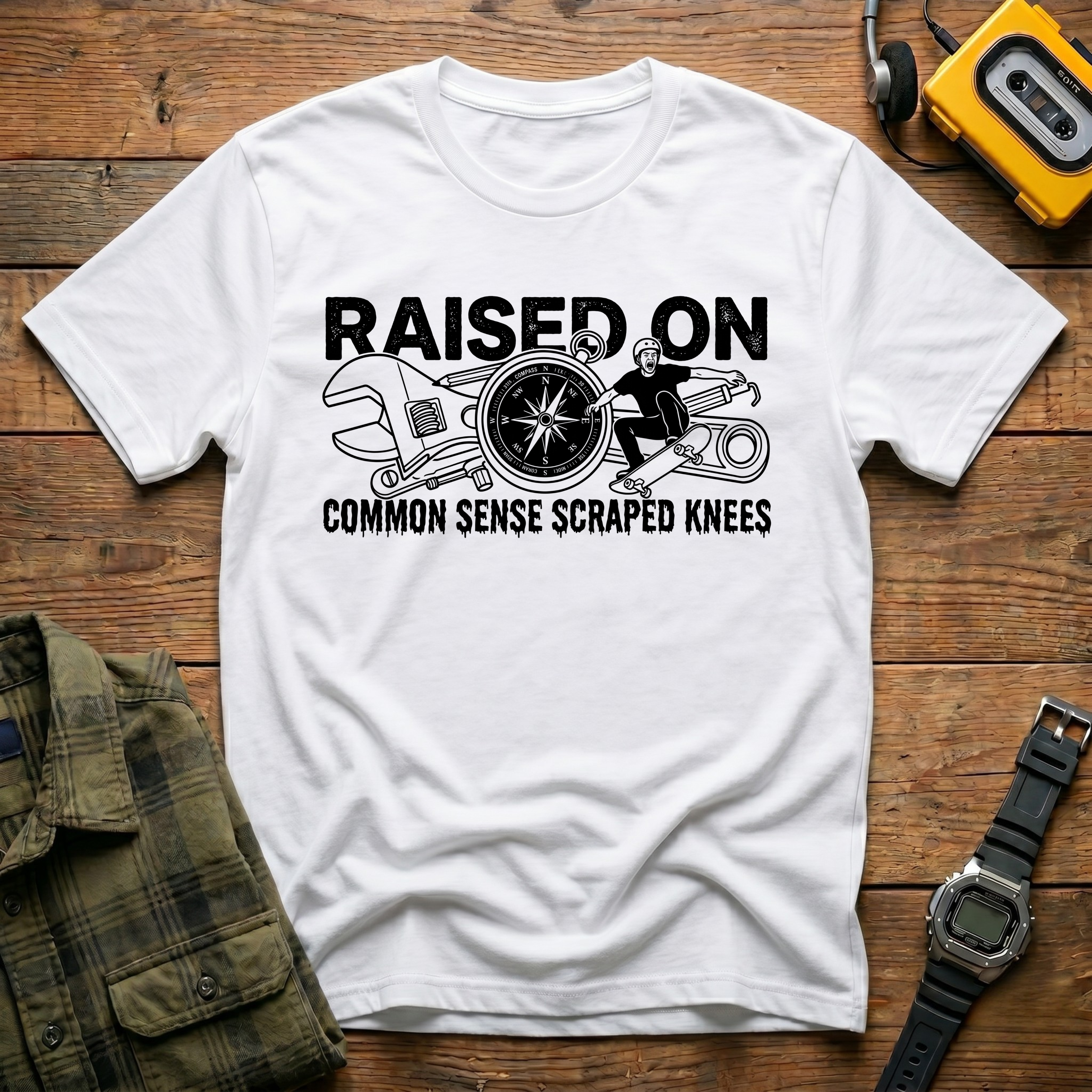 Raised On Common Sense  Scrapped Knees Stunt T-Shirt