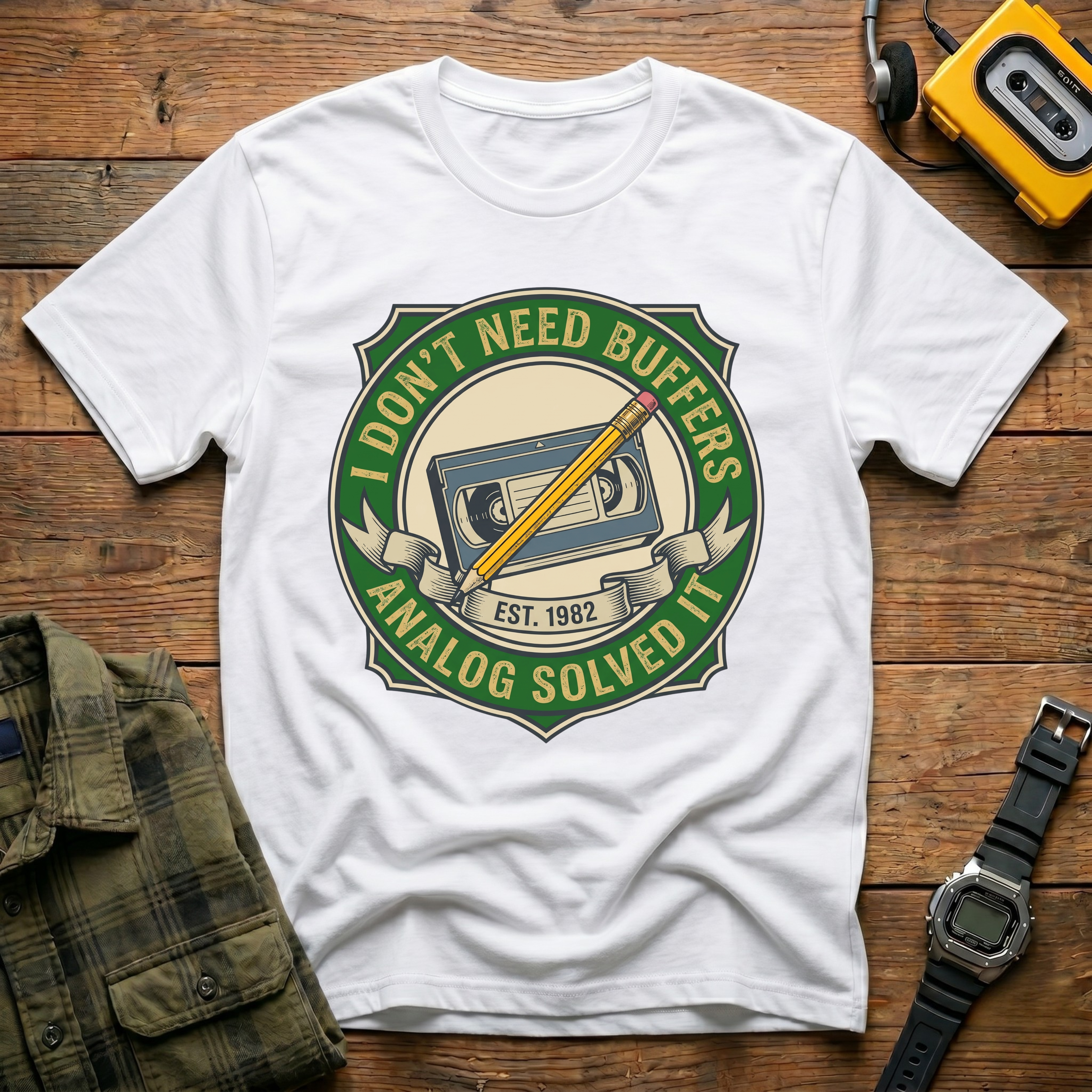 I Don't Need Buffers.  Analog Solved It   Badge T-Shirt